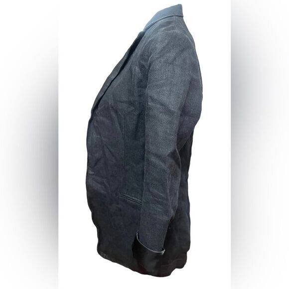 AYR BLACK OPEN FRONT 100% LINEN BLAZER SIZE 8 or 10 - Picture 4 of 10